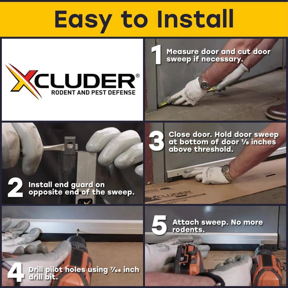 Xcluder 36 in. Standard Door Sweep, Aluminum (2-Pack) - Seals Out Rodents and Pests, Enhanced Weather Sealing - Image 6