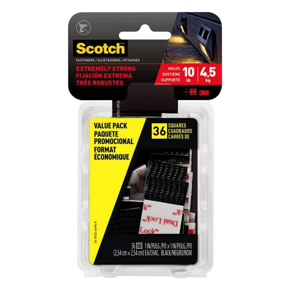 Scotch 1 in. x 1 in. (25,4 mm x 25,4 mm) Black Extreme Mounting Squares (36 Squares per Pack)