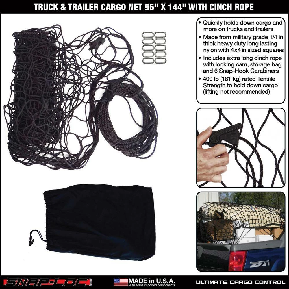 SNAP-LOC 400 lbs. Capacity 96 in. x 144 in. Military Cargo Net - Image 2