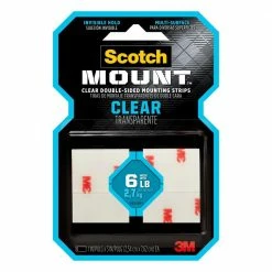 Scotch 1 in. x 3 in. Permanent Double Sided Clear Mounting Strips (8-Pack)