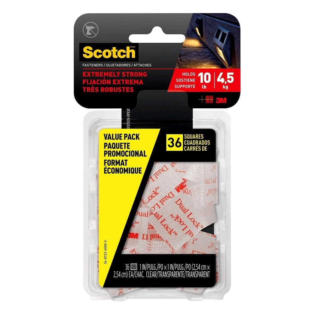 Scotch 1 in. x 1 in. Clear Extreme Mounting Squares Value Pack (36 Squares per Pack)