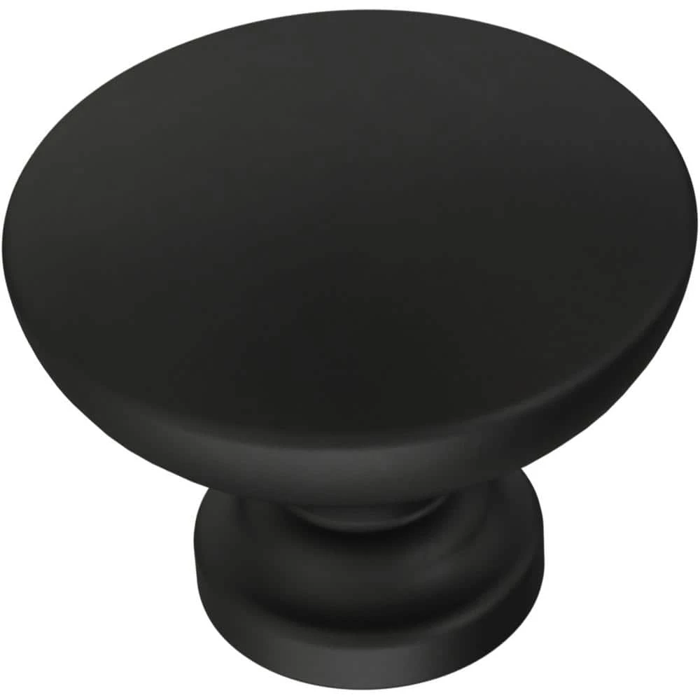 Franklin Brass 1-1/8 in. (29 mm) Matte Black Flat Top Round Cabinet Knob (10-Pack)