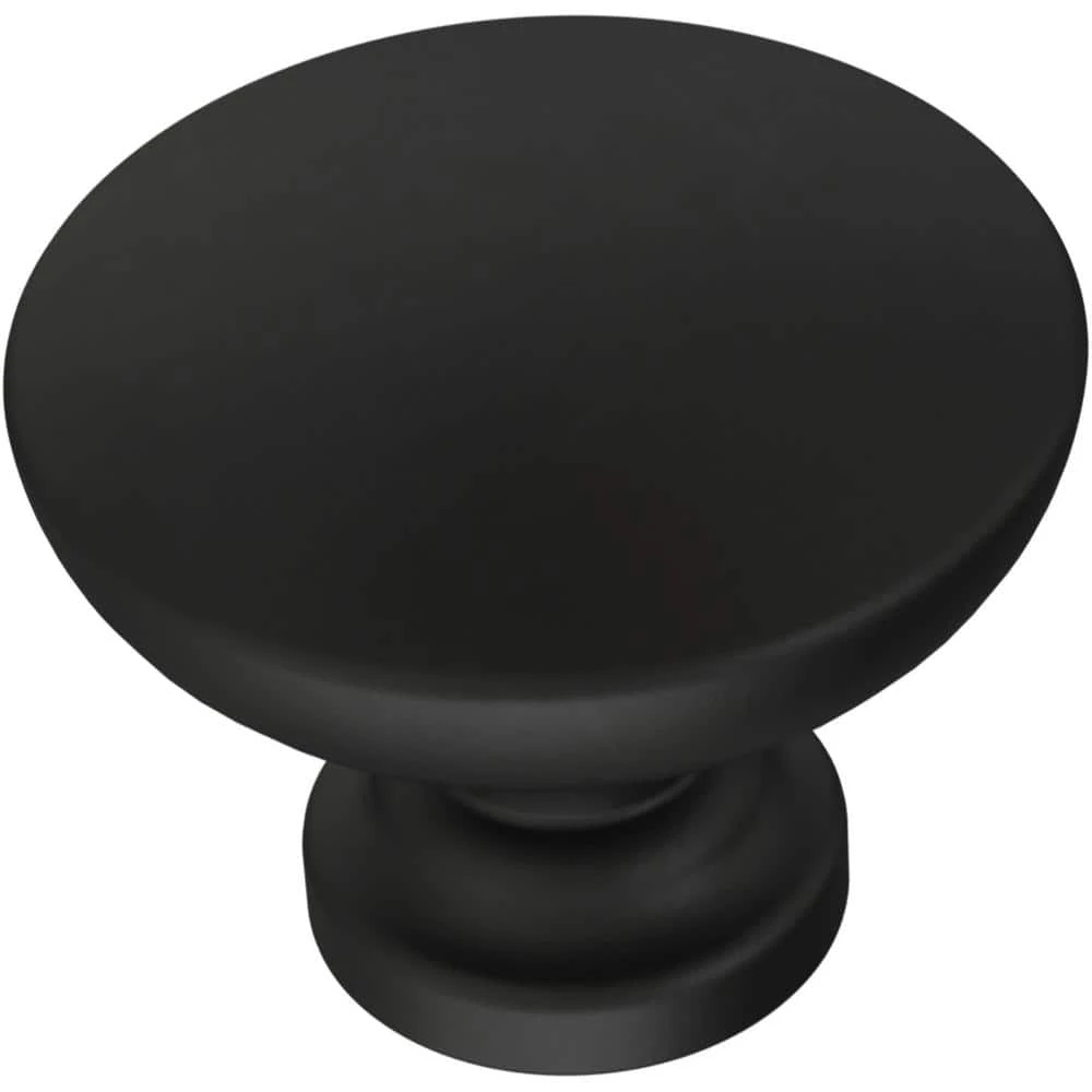 Franklin Brass Essentials Fulton 1-3/16 in. (30 mm) Matte Black Antimicrobial Cabinet Knob (5-Pack)