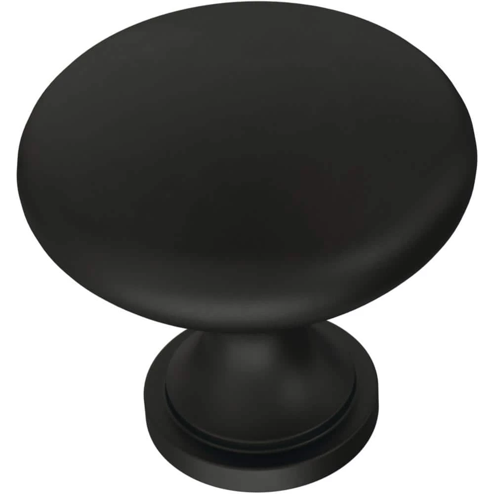 Franklin Brass Mushroom 1-1/4 in. (32 mm) Matte Black Round Aluminum Cabinet Knob (10-Pack)