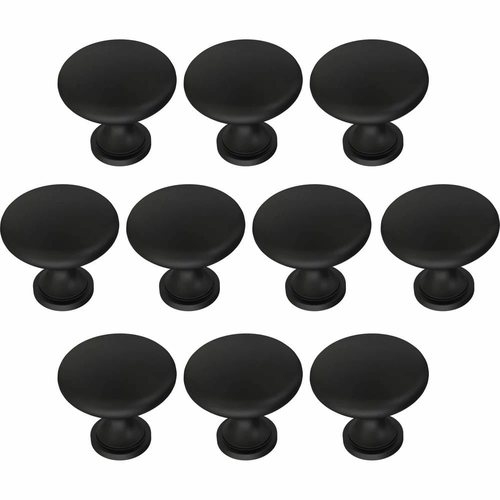 Franklin Brass Mushroom 1-1/4 in. (32 mm) Matte Black Round Aluminum Cabinet Knob (10-Pack) - Image 5