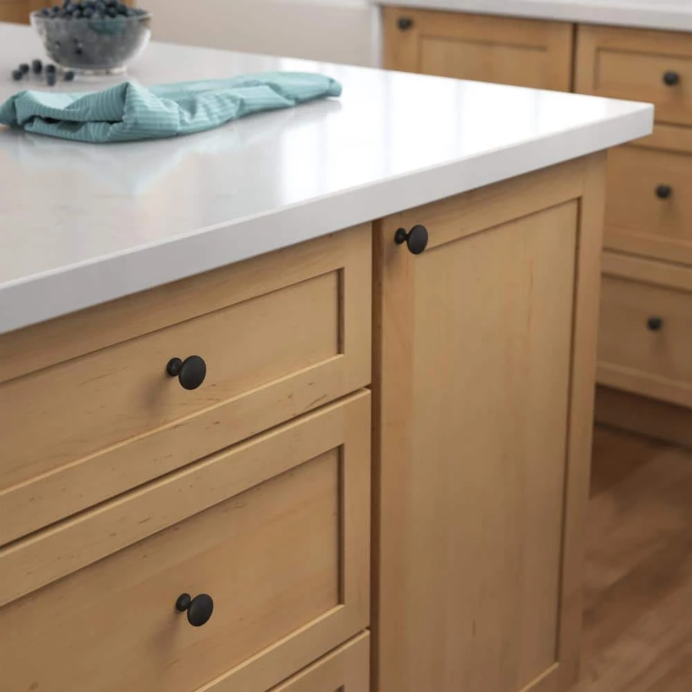 Franklin Brass Mushroom 1-1/4 in. (32 mm) Matte Black Round Aluminum Cabinet Knob (10-Pack) - Image 2