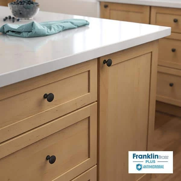 Franklin Brass Mushroom 1-1/4 in. (32 mm) Matte Black Antimicrobial Cabinet Knob (5-Pack) - Image 2