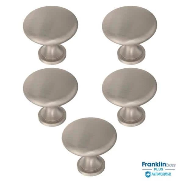 Franklin Brass Mushroom 1-1/4 in. (32 mm) Satin Nickel Antimicrobial Cabinet Knob (5-Pack) - Image 5