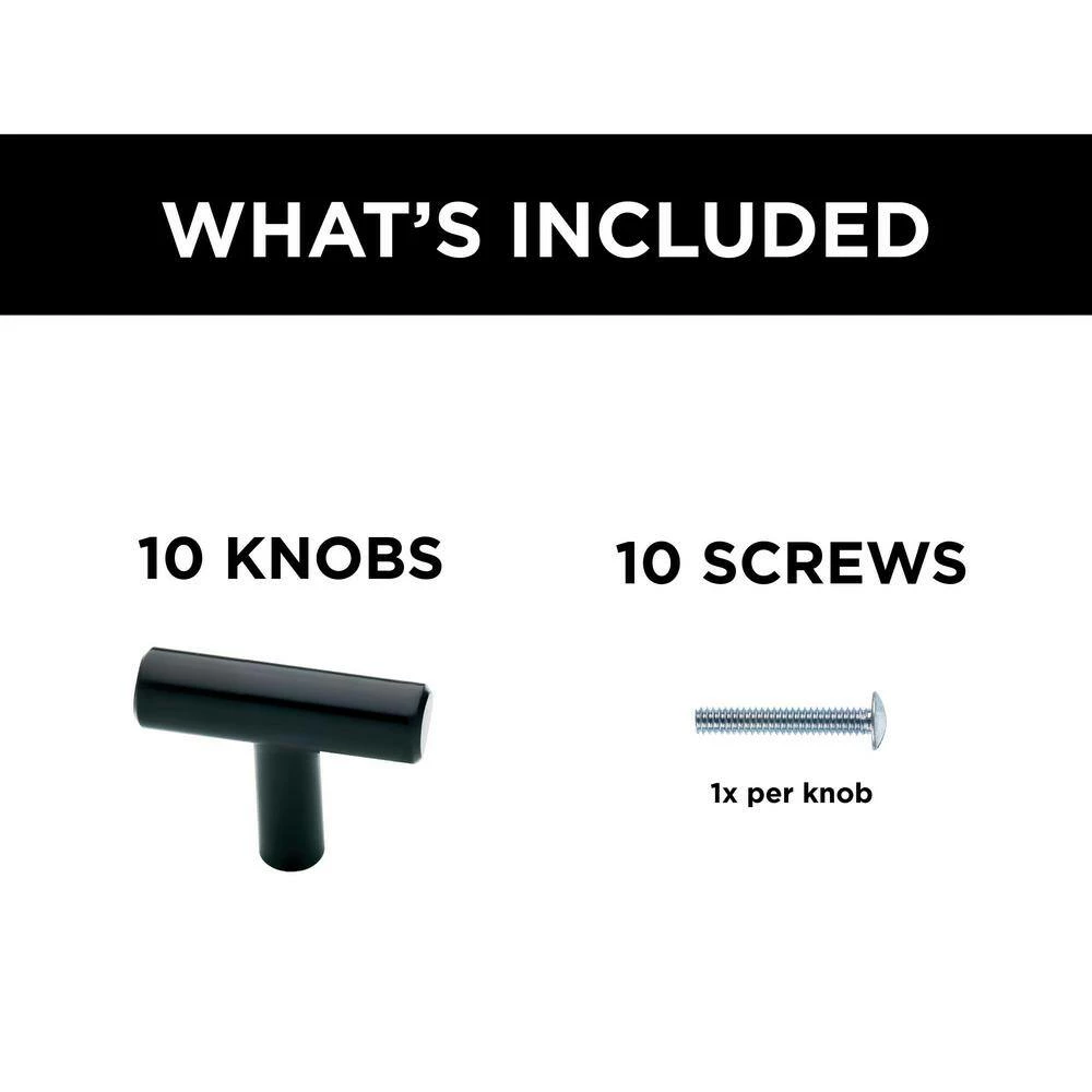 Franklin Brass Simple Bar 1-1/4 in. (32 mm) Matte Black Round Cabinet Knob (10-Pack) - Image 8