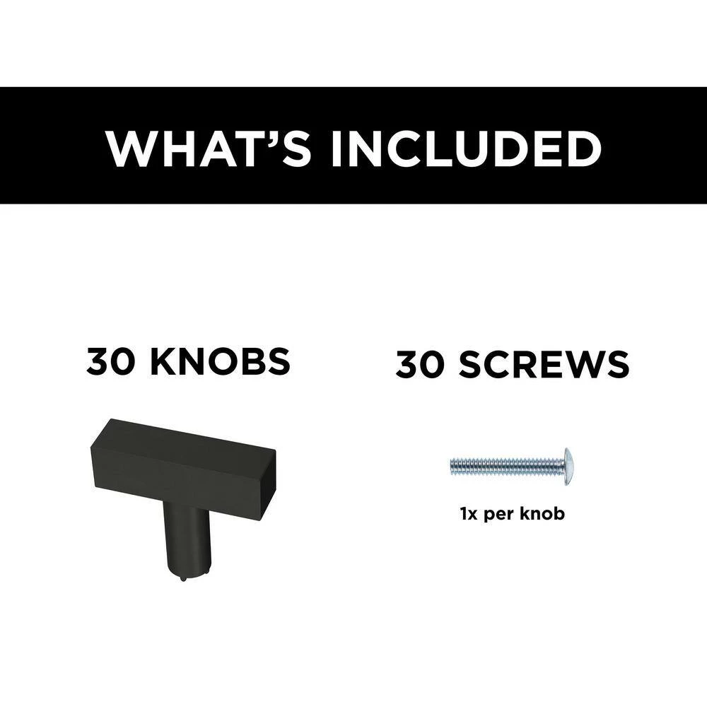 Franklin Brass Simple Square Bar 1-1/4 in. (32 mm) Matte Black Cabinet Knob (30-Pack) - Image 8