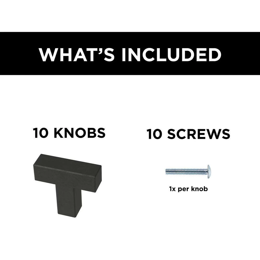 Franklin Brass Simple Modern Square 1-1/4 in. (32 mm) Matte Black Cabinet Knob (10-Pack) - Image 8