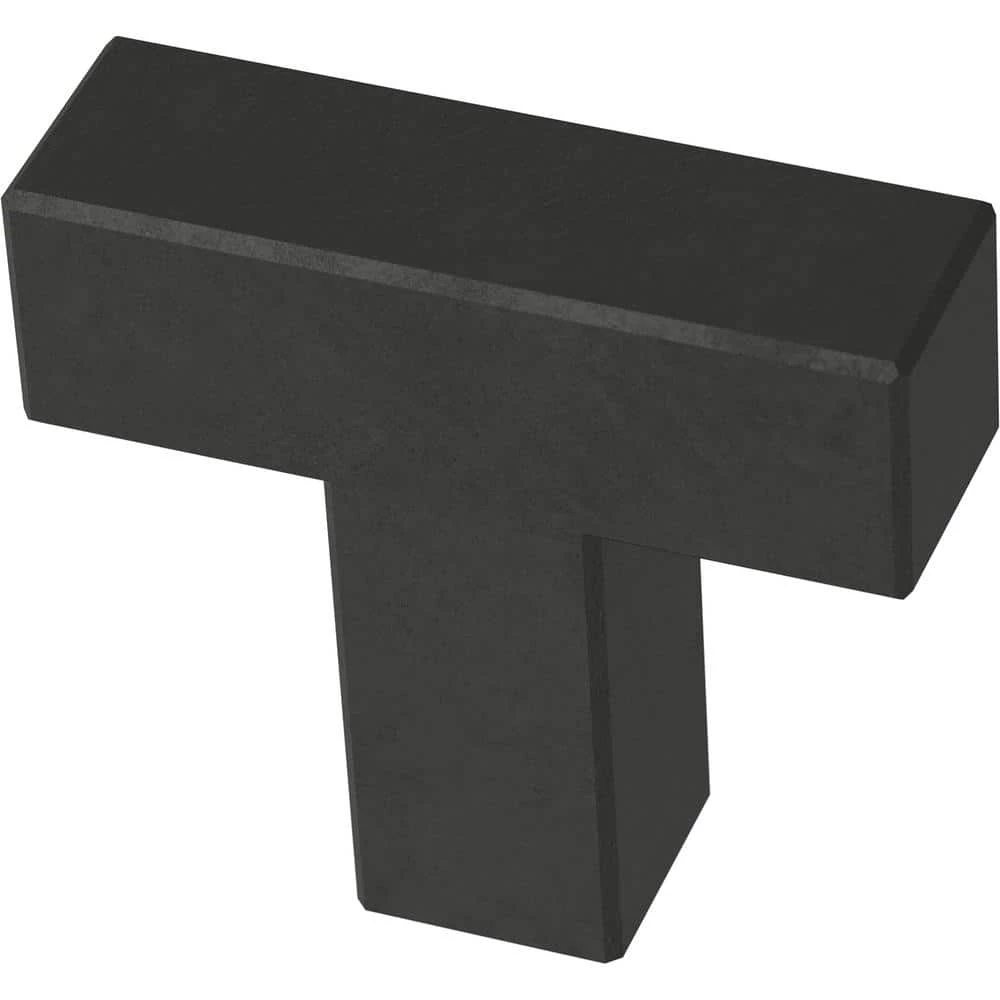 Franklin Brass Simple Modern Square 1-1/4 in. (32 mm) Matte Black Cabinet Knob (10-Pack)
