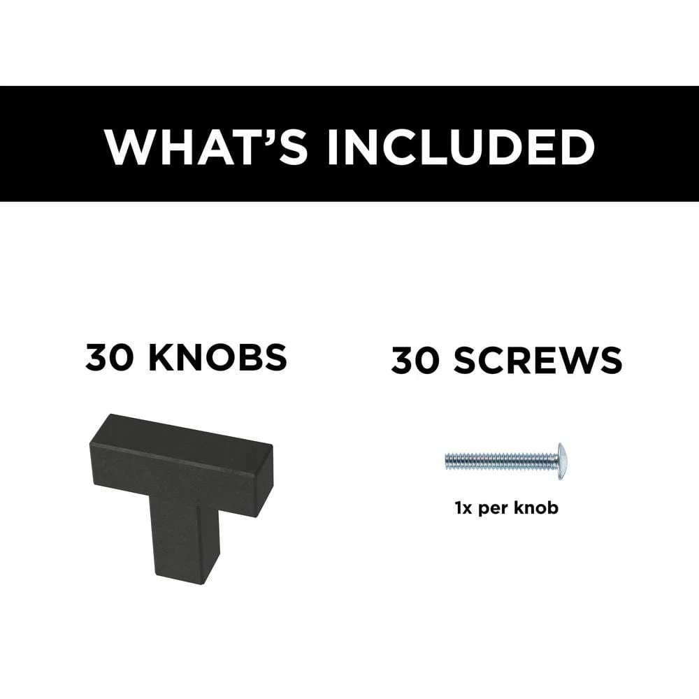 Franklin Brass Simple Modern Square 1-1/4 in. (32 mm) Matte Black Cabinet Knob (30-Pack) - Image 8