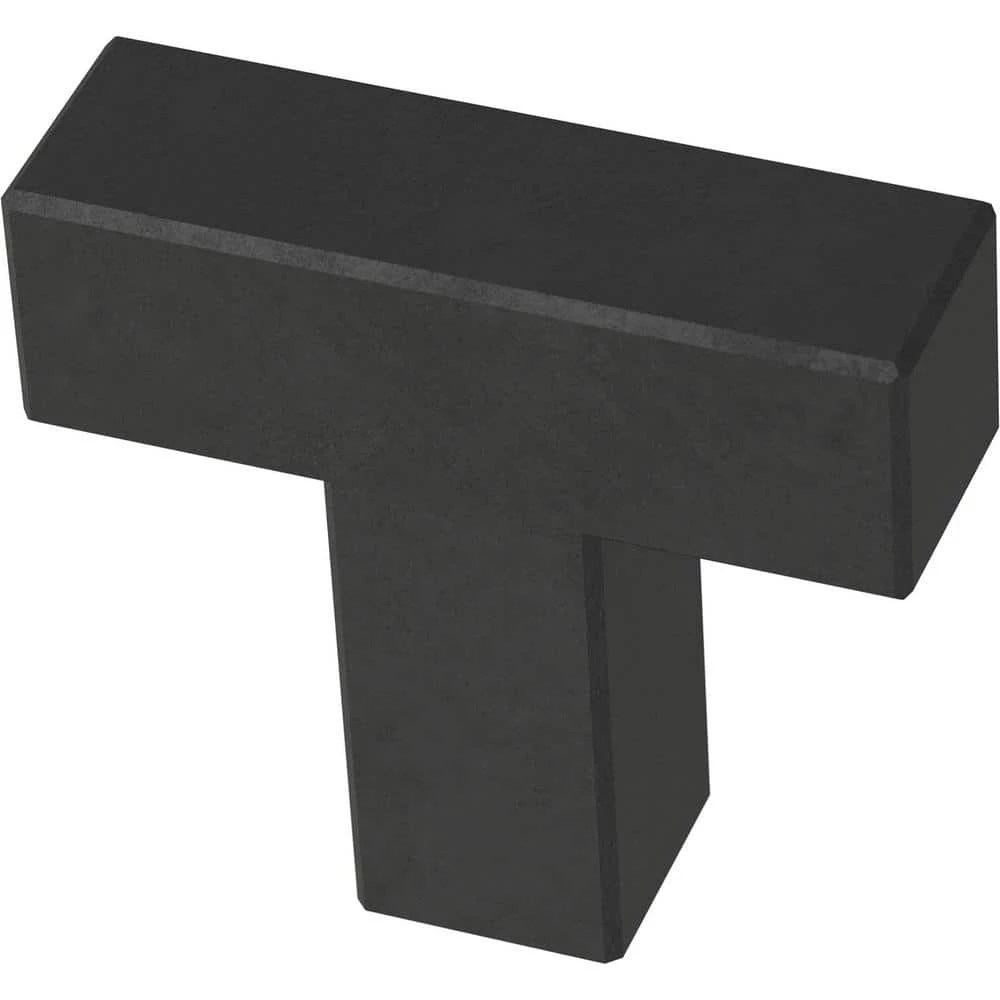 Franklin Brass Simple Modern Square 1-1/4 in. (32 mm) Matte Black Cabinet Knob (30-Pack)