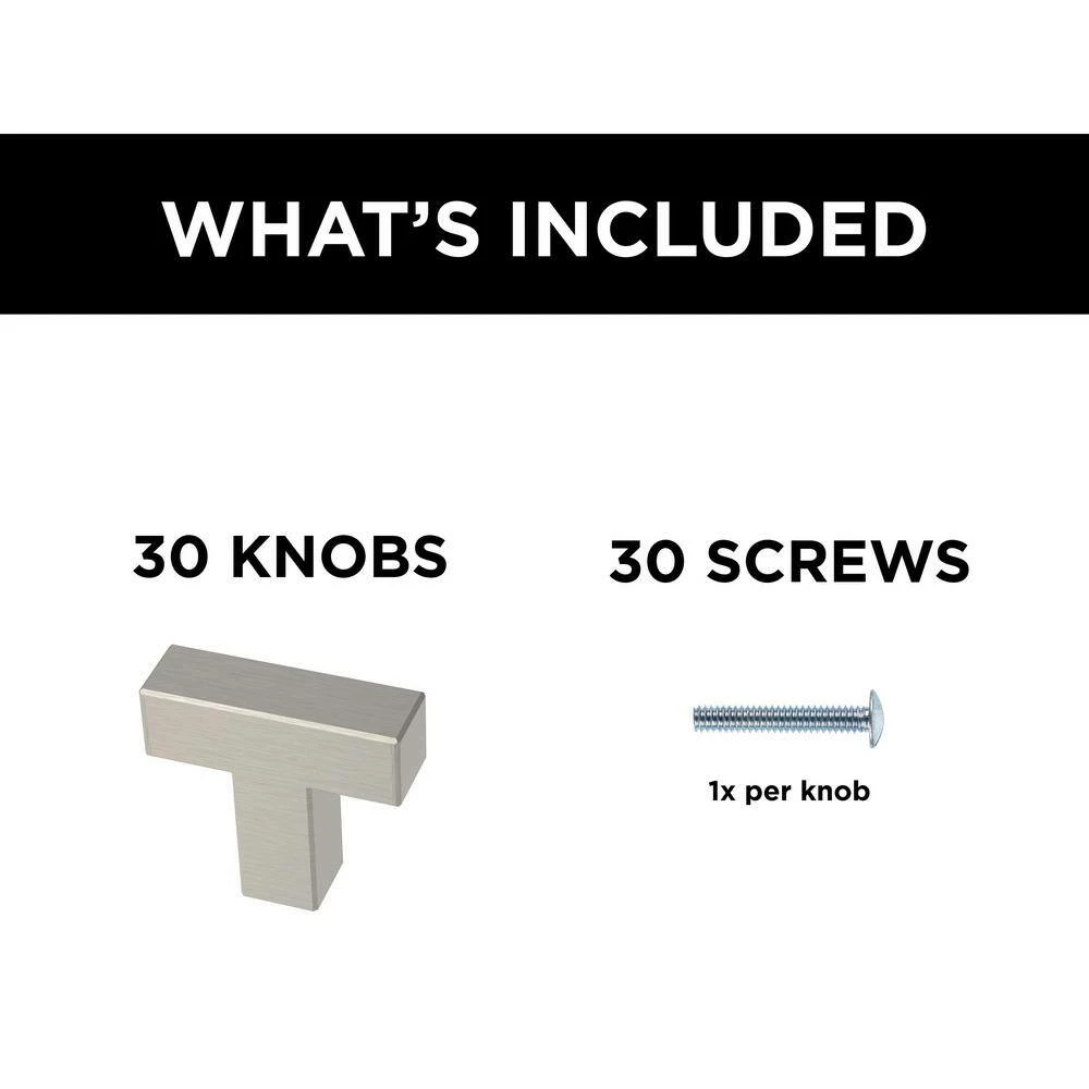 Franklin Brass Simple Modern Square 1-1/4 in. (32 mm) Stainless Steel Cabinet Knob (30-Pack) - Image 7