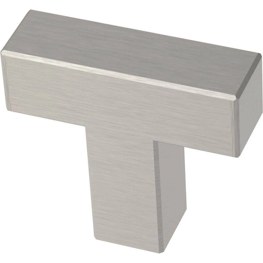 Franklin Brass Simple Modern Square 1-1/4 in. (32 mm) Stainless Steel Cabinet Knob (30-Pack)