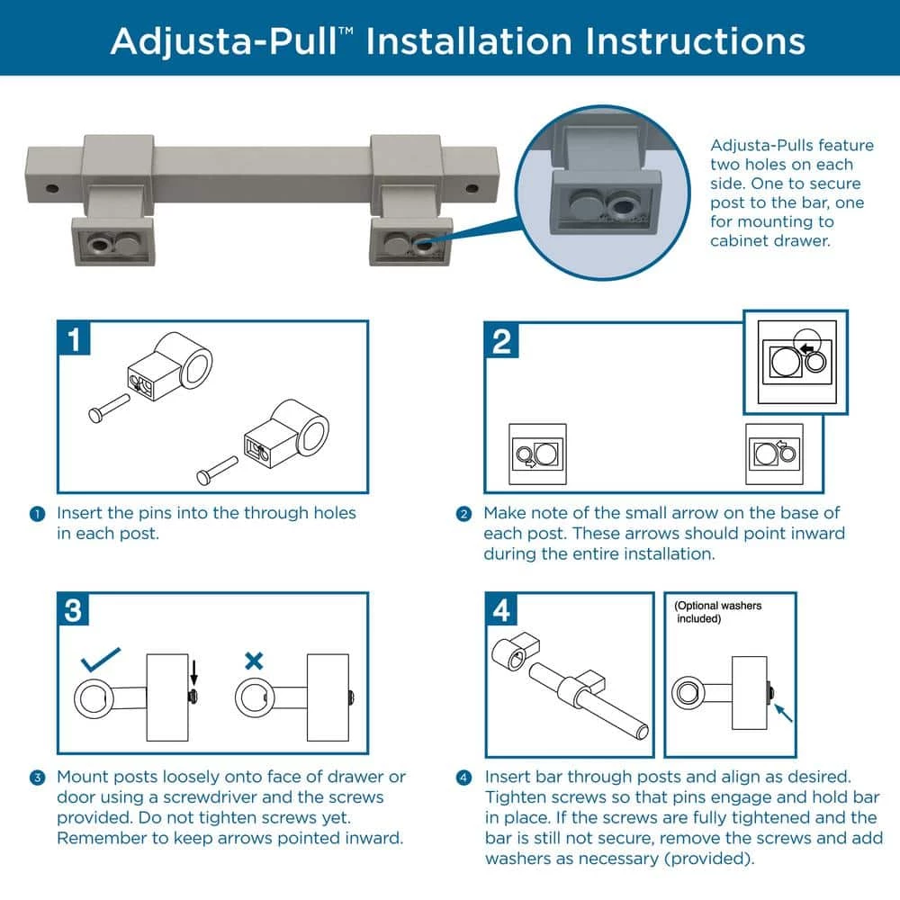 Franklin Brass Square Bar 1-3/8 in. to 4 in. (35 mm to 102 mm) Matte Black Adjustable Drawer Pull (5-Pack) - Image 9