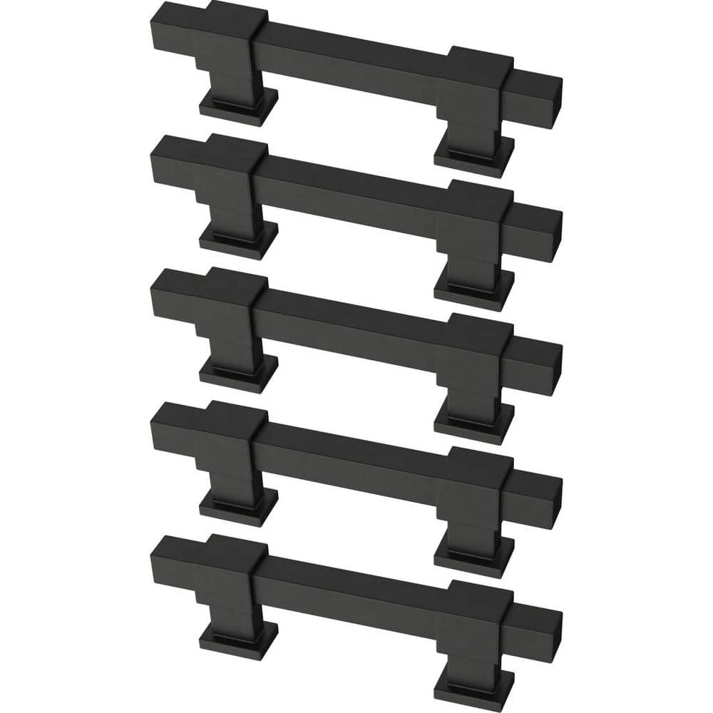 Franklin Brass Square Bar 1-3/8 in. to 4 in. (35 mm to 102 mm) Matte Black Adjustable Drawer Pull (5-Pack) - Image 6