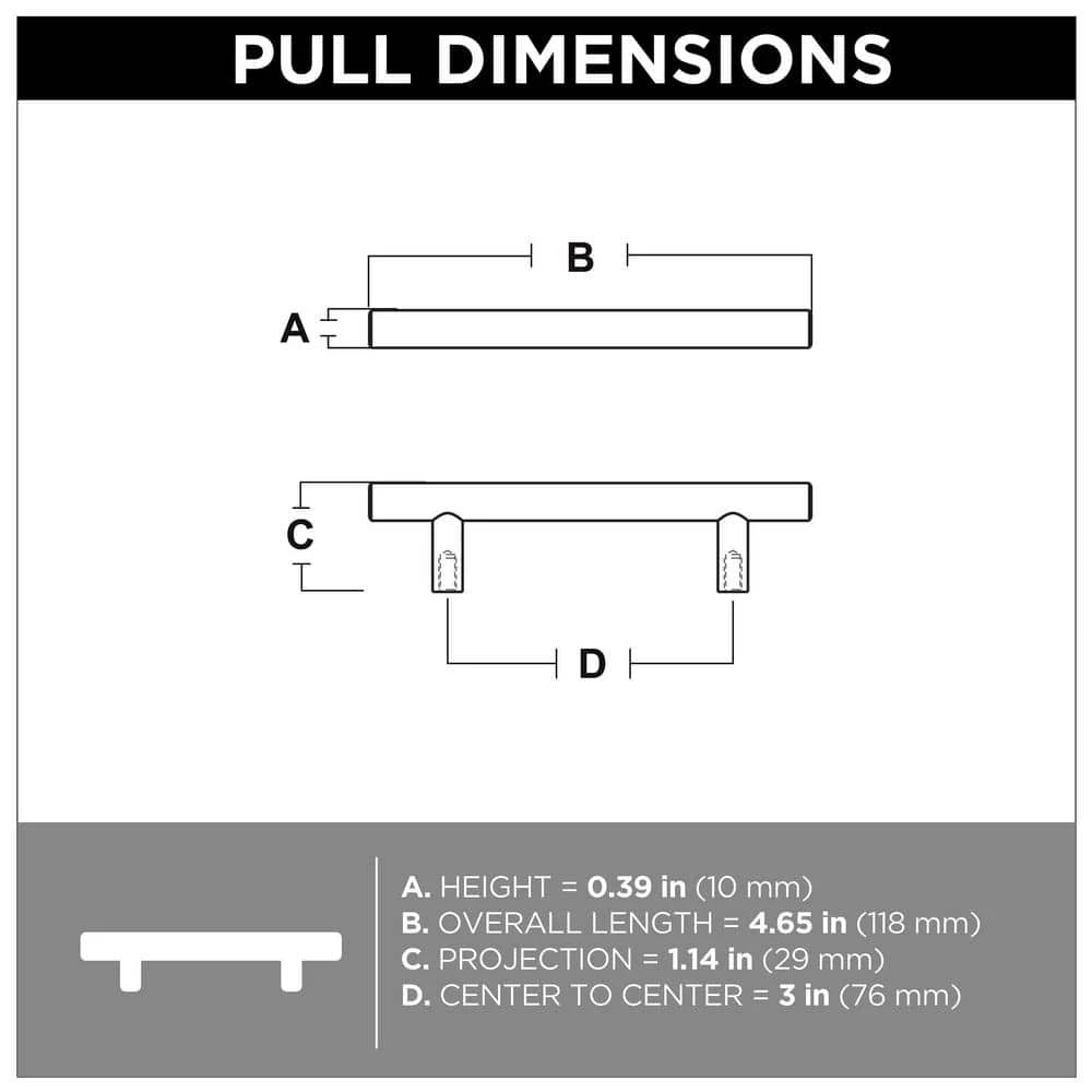 Franklin Brass Simple Bar 3 in. (76 mm) Matte Black Round Drawer Pull (10-Pack) - Image 6