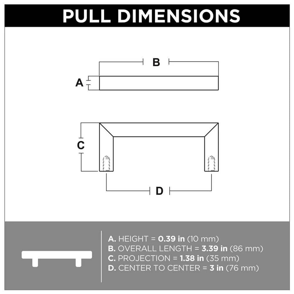 Franklin Brass Simple Modern Square 3 in. (76 mm) Matte Black Bar Drawer Pull (10-Pack) - Image 6