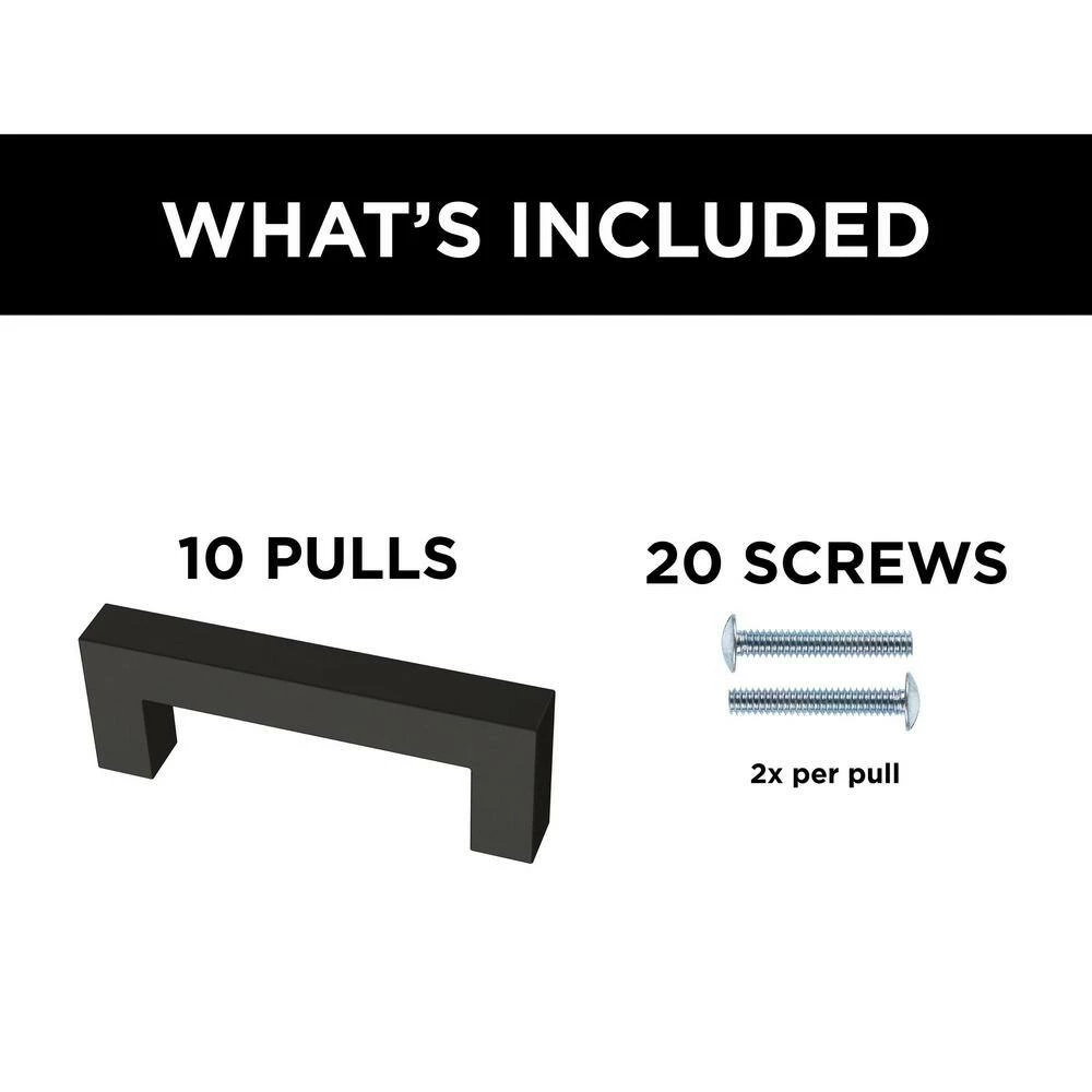 Franklin Brass Simple Modern Square 3 in. (76 mm) Matte Black Bar Drawer Pull (10-Pack) - Image 10