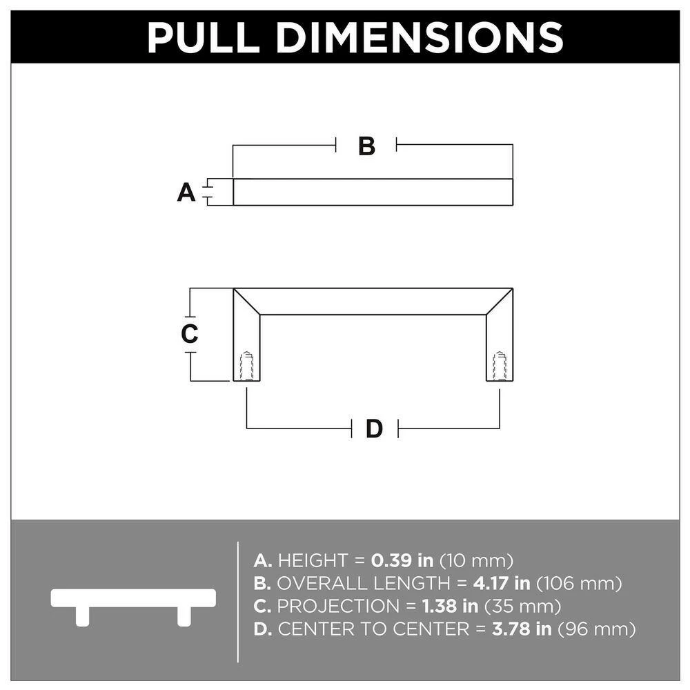 Franklin Brass Simple Modern Square 3-3/4 in. (96 mm) Stainless Steel Bar Drawer Pull (10-Pack) - Image 5