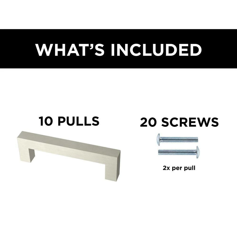 Franklin Brass Simple Modern Square 3-3/4 in. (96 mm) Stainless Steel Bar Drawer Pull (10-Pack) - Image 9