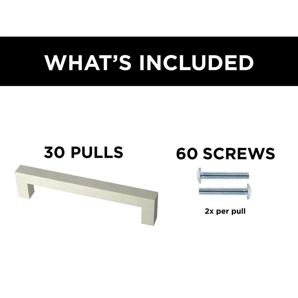 Franklin Brass Simple Modern Square 5-1/16 in. (128 mm) Stainless Steel Bar Drawer Pull (30-Pack) - Image 9