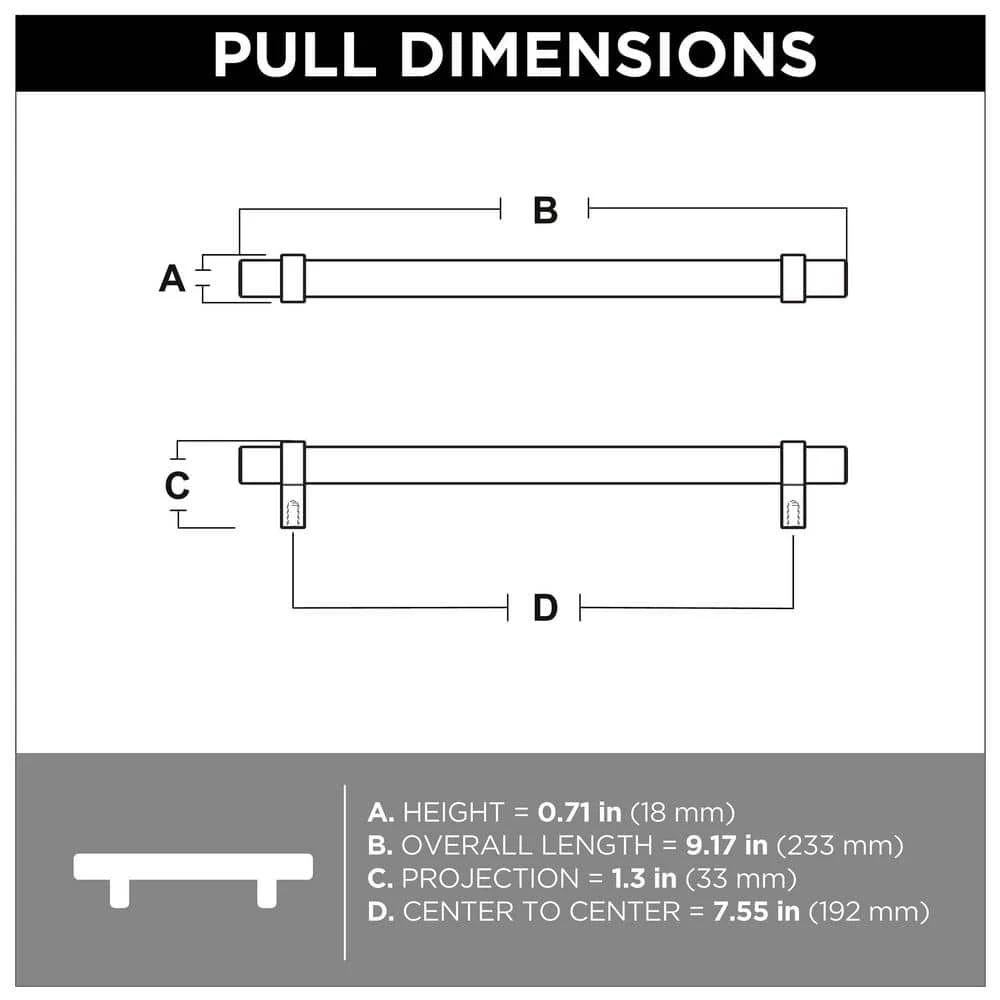 Franklin Brass Simple Wrapped Bar 7-9/16 in. (192 mm) Stainless Steel Drawer Pull (10-Pack) - Image 5