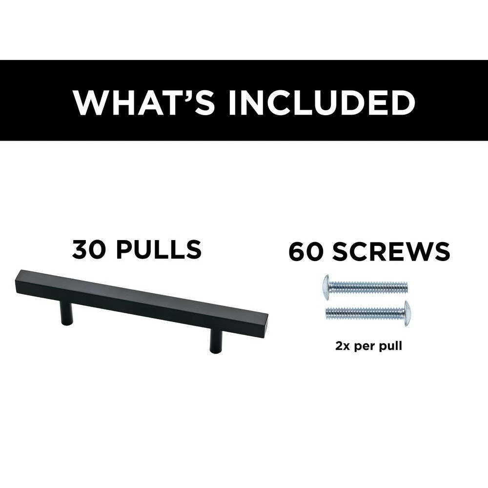Franklin Brass Simple Square Bar 3-3/4 in. (96 mm) Matte Black Drawer Pull (30-Pack) - Image 10