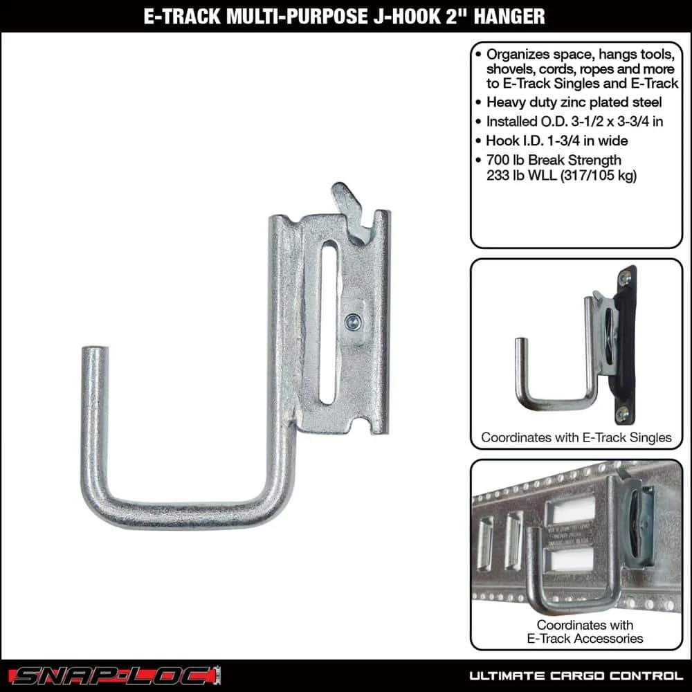SNAP-LOC E-Track Multi-Purpose J-Hook 2 in. Hanger - Image 2