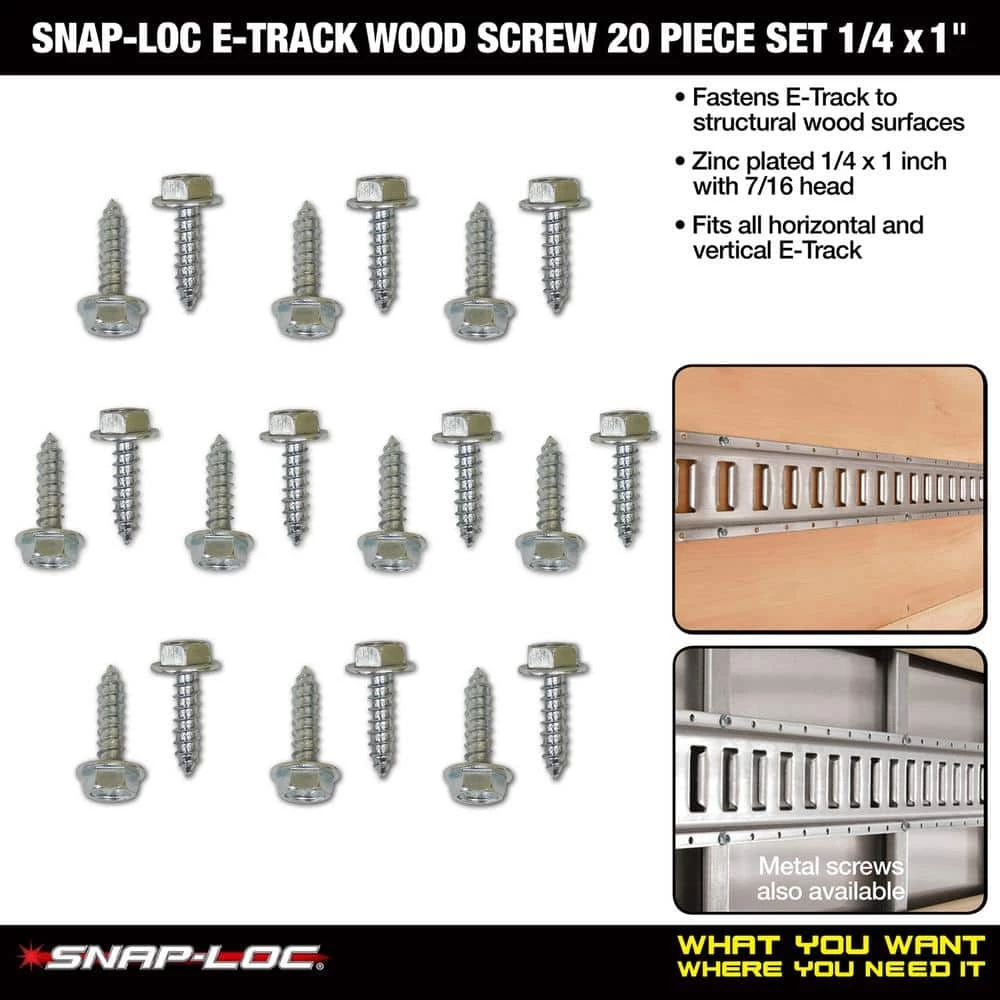 SNAP-LOC E-Track Wood Screw 20 Piece Set 1/4 in. x 1 in. - Image 2