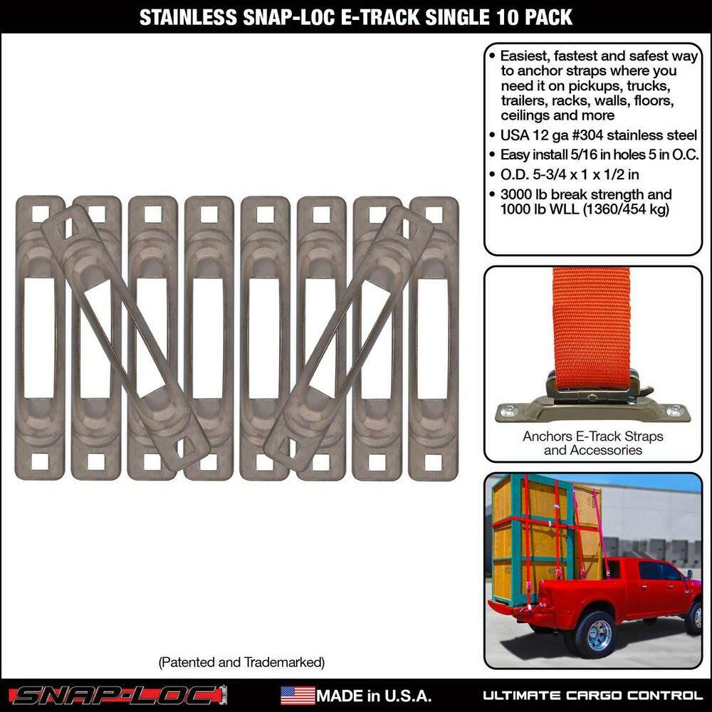 SNAP-LOC E-Track Single Strap Anchor in Stainless Steel (10-Pack) - Image 2