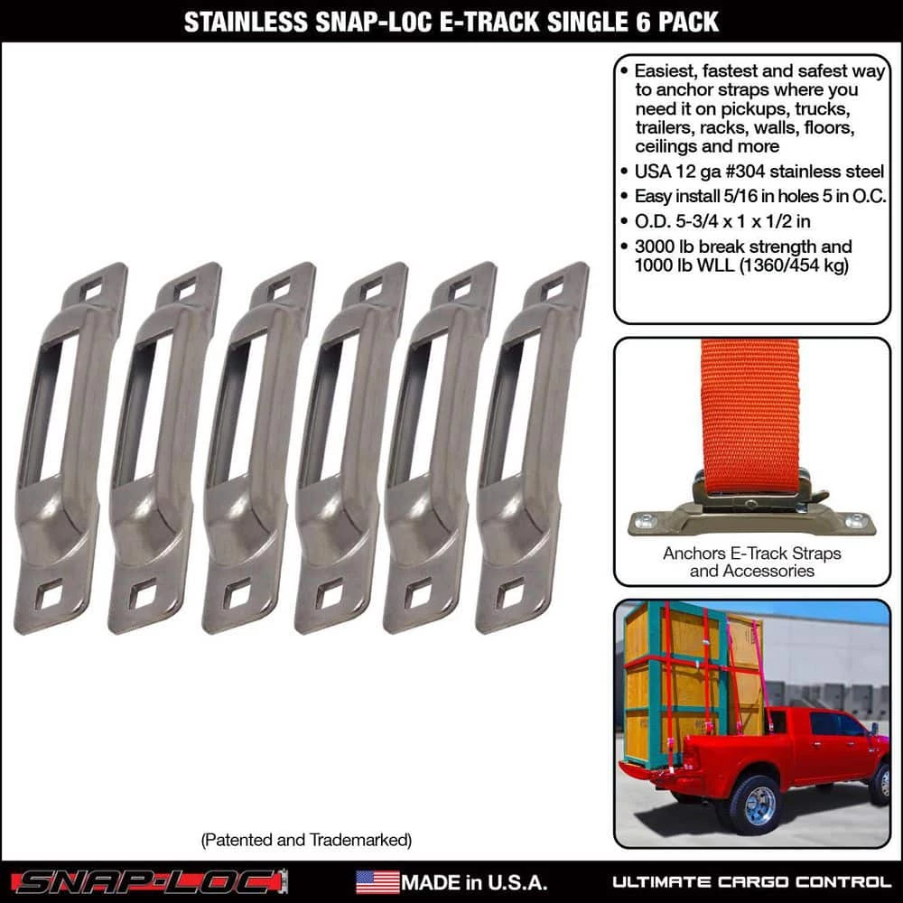 SNAP-LOC Stainless Steel E-Track Single Strap Anchor (6-Pack) - Image 2