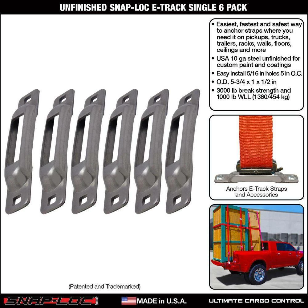 SNAP-LOC E-Track Single Strap Anchor Unfinished (6-Pack) - Image 2