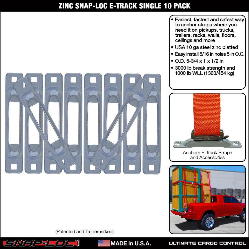 SNAP-LOC E-Track Single Strap Anchor Zinc (10-Pack) - Image 8