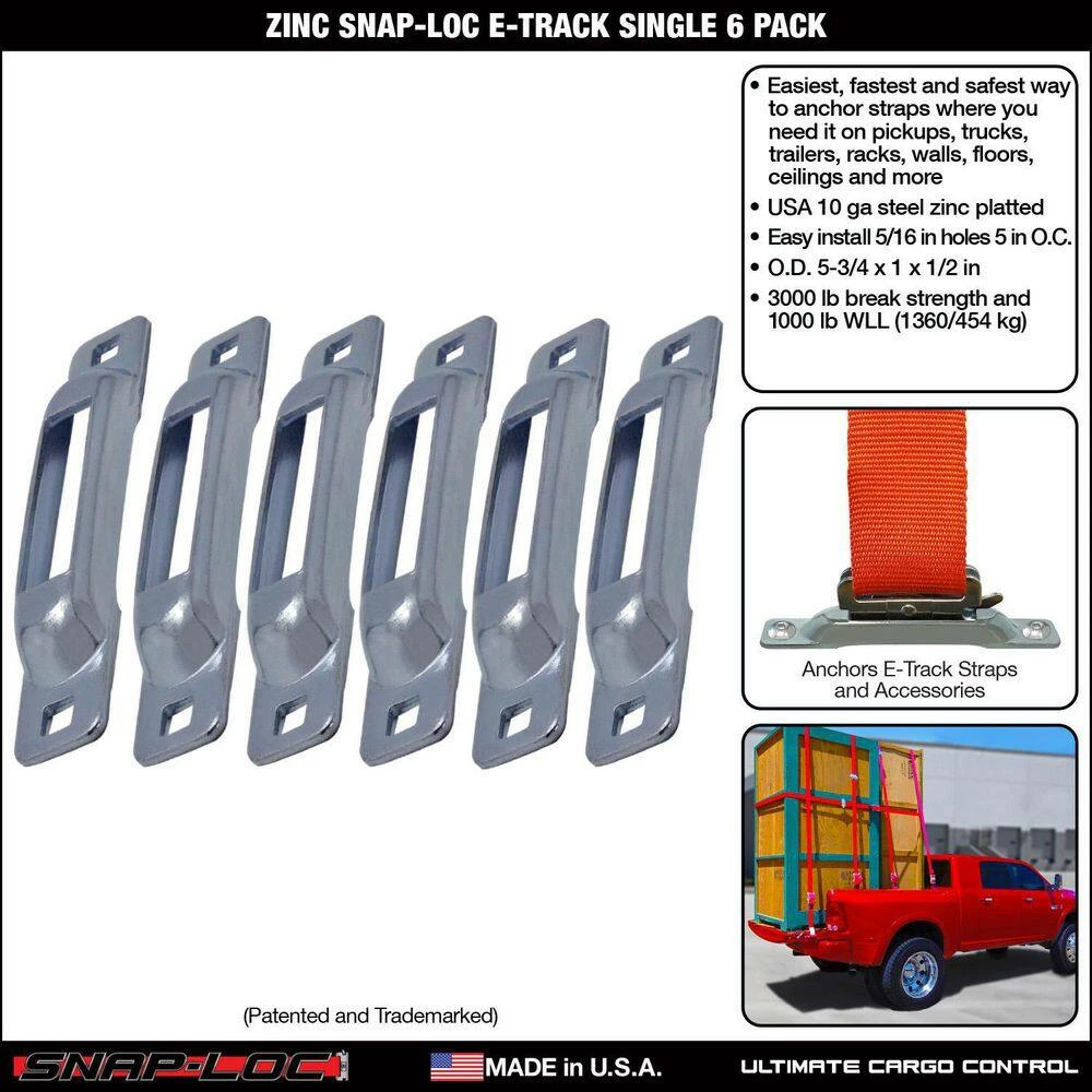 SNAP-LOC E-Track Single Strap Anchor Zinc (6-Pack) - Image 2