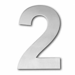 QT Home Decor 4 in. Brushed Stainless Steel Large Floating Modern House Number 2