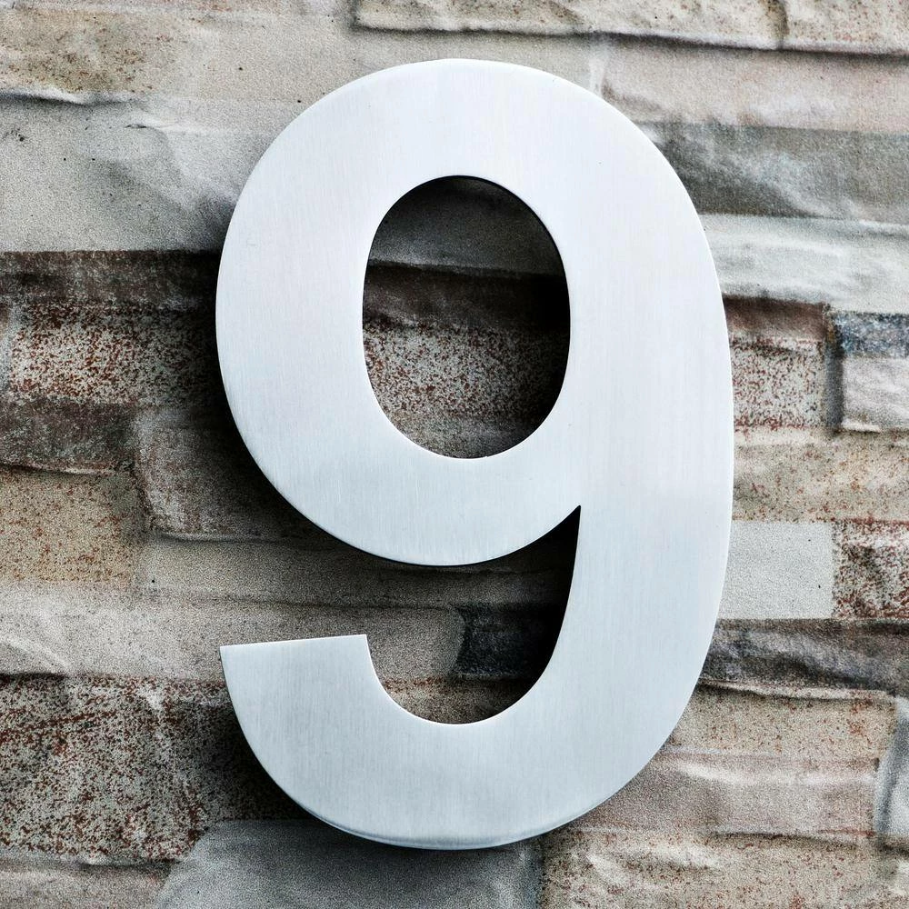 QT Home Decor 6 in. Brushed Stainless Steel Floating Modern House Number 6/9 - Image 2