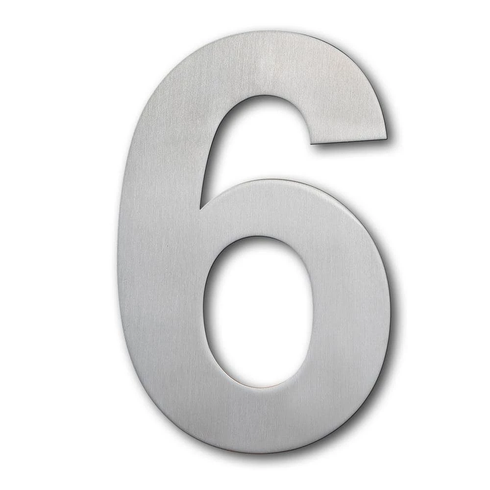 QT Home Decor 6 in. Brushed Stainless Steel Floating Modern House Number 6/9