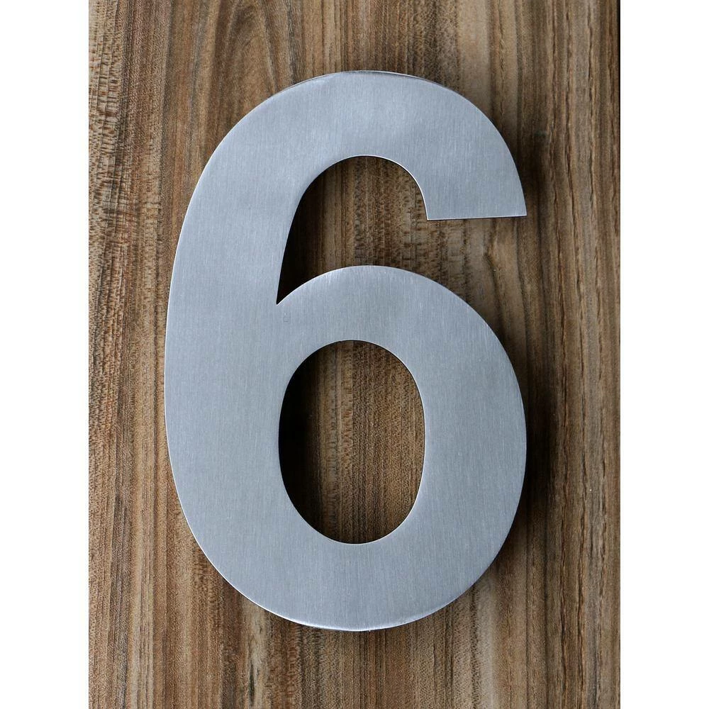 QT Home Decor 6 in. Brushed Stainless Steel Floating Modern House Number 6/9 - Image 5