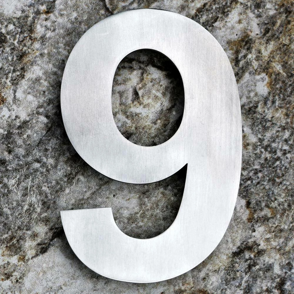 QT Home Decor 6 in. Brushed Stainless Steel Floating Modern House Number 6/9 - Image 4