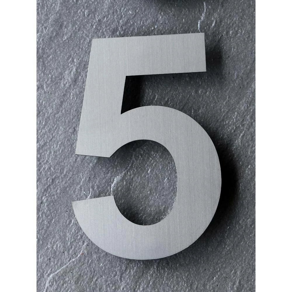 QT Home Decor 8 in. Brushed Stainless Steel Large Floating Modern House Number 5 - Image 3