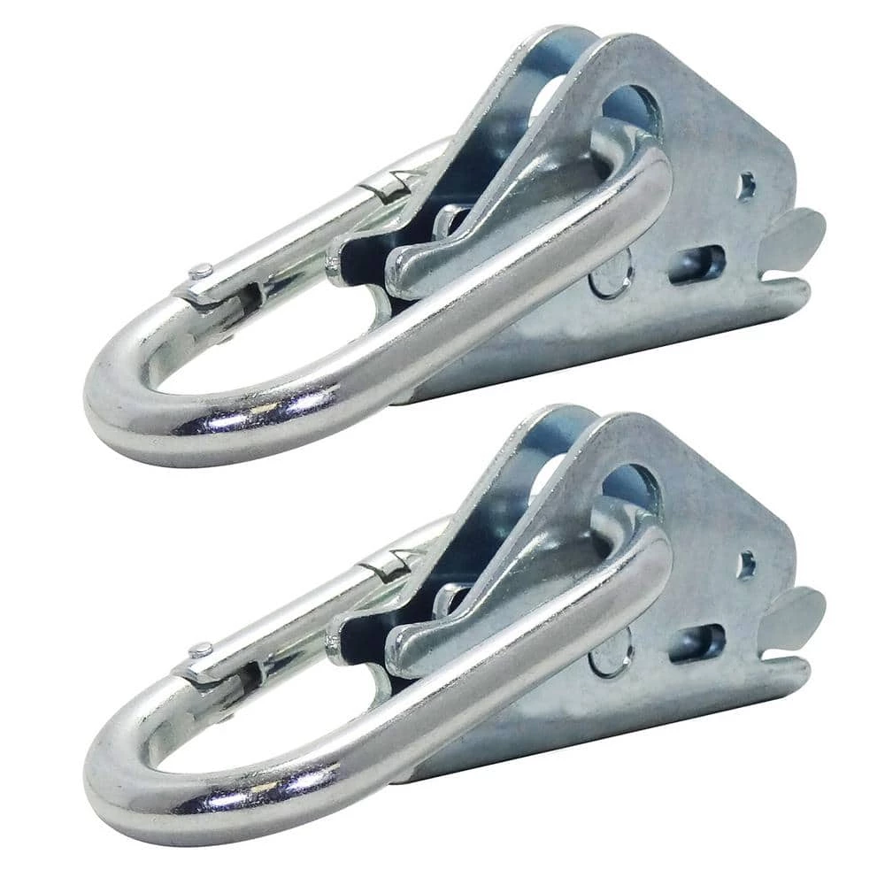 SNAP-LOC 1-1/2 x 3-1/8 Zinc-Plated Spring-Loaded Snap Hook to Connect Rope, Cable and Hook Straps to E-Tracks (2-Pack)