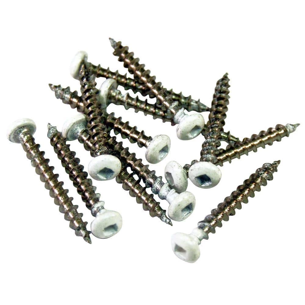 Veranda 1-1/2 in. Lattice White SS Screws (12-Piece/Bag)